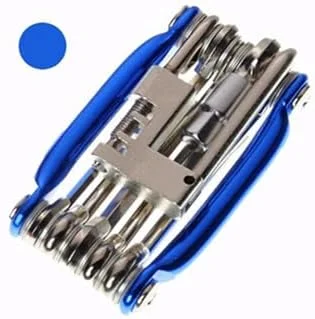 AETOOL - ابزار تاشو جیبی تعمیرات مینی دوچرخه کوهستان و جاده، مجموعه ابزار تعمیر چند منظوره دوچرخه سواری، آچار چند ابزاره (آبی)