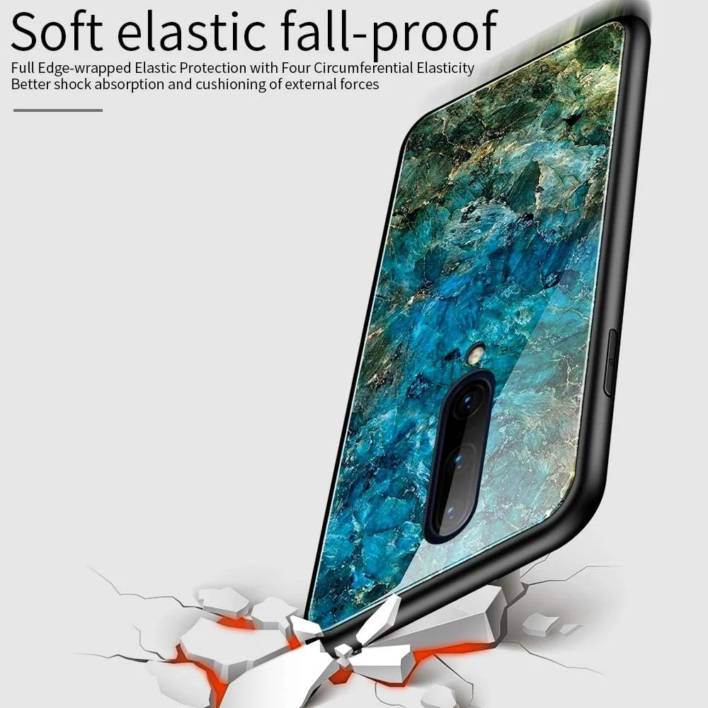 قاب محافظ شیشه ای حرارت دیده ضد ضربه خوب + TPU برای OnePlus 7 (سحابی رنگارنگ) Caicc (رنگ: زمردی)