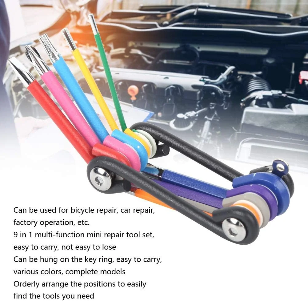 ابزار تعمیر چند منظوره کوچک Fdit، ابزار تعمیر فولادی کروم، قابل حمل برای مسافران فضای باز (مجموعه نه تکه تاشو کوچک) ابزار تعمیر چند منظوره کوچک Fdit، ابزار تعمیر فولادی کروم، قابل حمل برای مسافران فضای باز (مجموعه نه تکه تاشو کوچک)