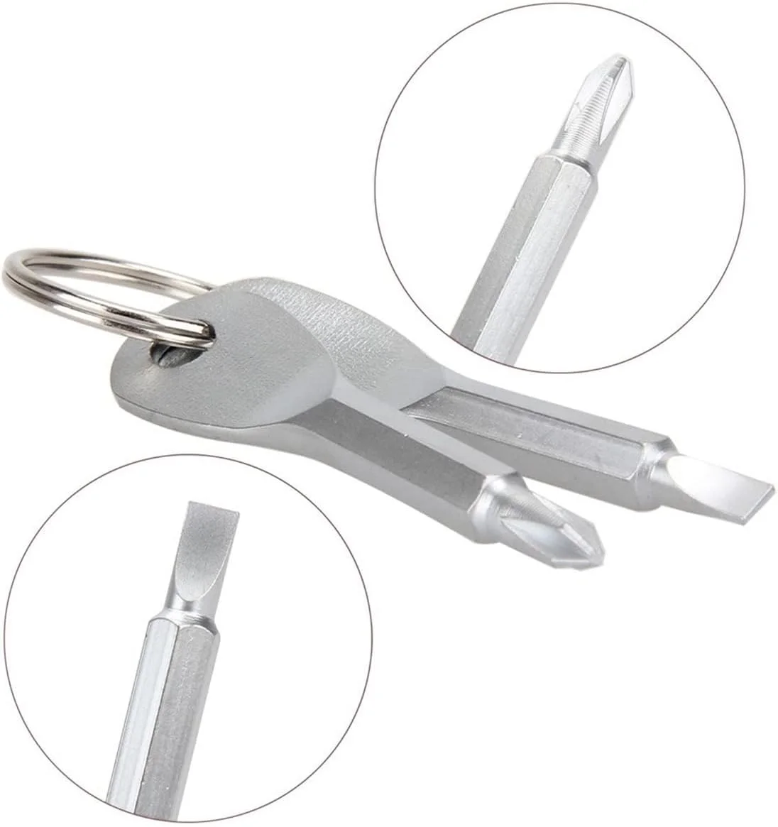 جاکلیدی پیچ گوشتی TERRIFI، زنجیره چند منظوره قابل حمل با کیت های مسافرتی مینی، ابزار EDC جیبی در فضای باز با حلقه، نقره ای جاکلیدی پیچ گوشتی TERRIFI، زنجیره چند منظوره قابل حمل با کیت های مسافرتی مینی، ابزار EDC جیبی در فضای باز با حلقه، نقره ای