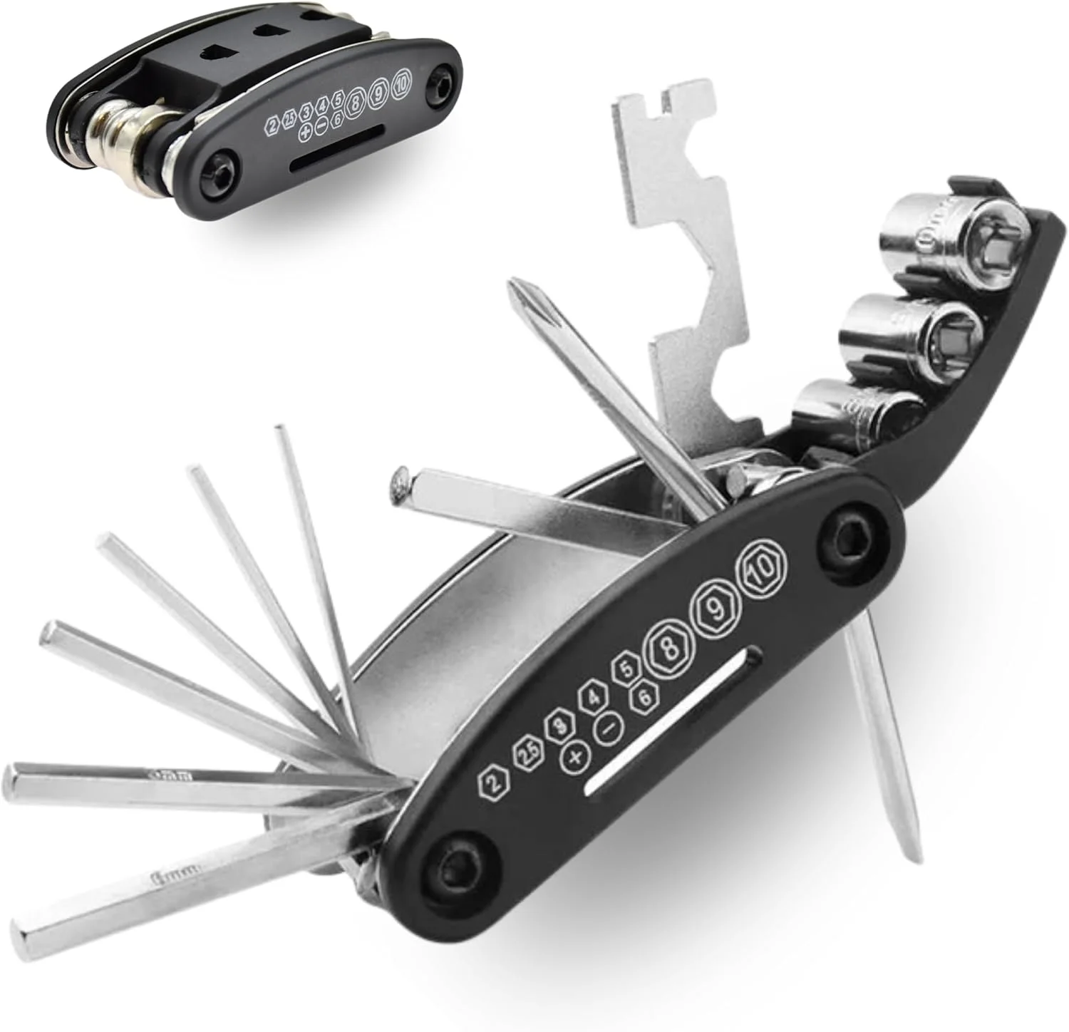 ابزار تعمیر چند منظوره دوچرخه سواری سیکس پیکس، جمع و جور، اندازه جیبی، کیت تعمیر و نگهداری دوچرخه 16 در 1 با آچار، آچار آلن، پیچ گوشتی، بادوام، قابل حمل و ضروری برای دوچرخه سواران