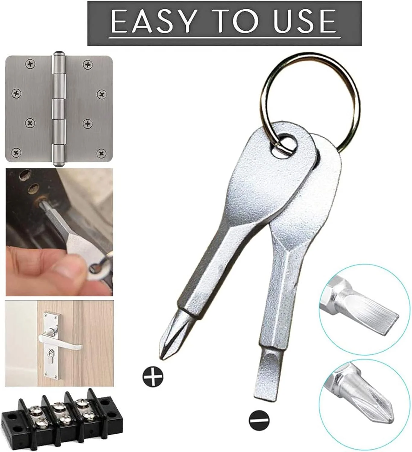 جاکلیدی پیچ گوشتی TERRIFI، زنجیره چند منظوره قابل حمل با کیت های مسافرتی مینی، ابزار EDC جیبی در فضای باز با حلقه، نقره ای جاکلیدی پیچ گوشتی TERRIFI، زنجیره چند منظوره قابل حمل با کیت های مسافرتی مینی، ابزار EDC جیبی در فضای باز با حلقه، نقره ای