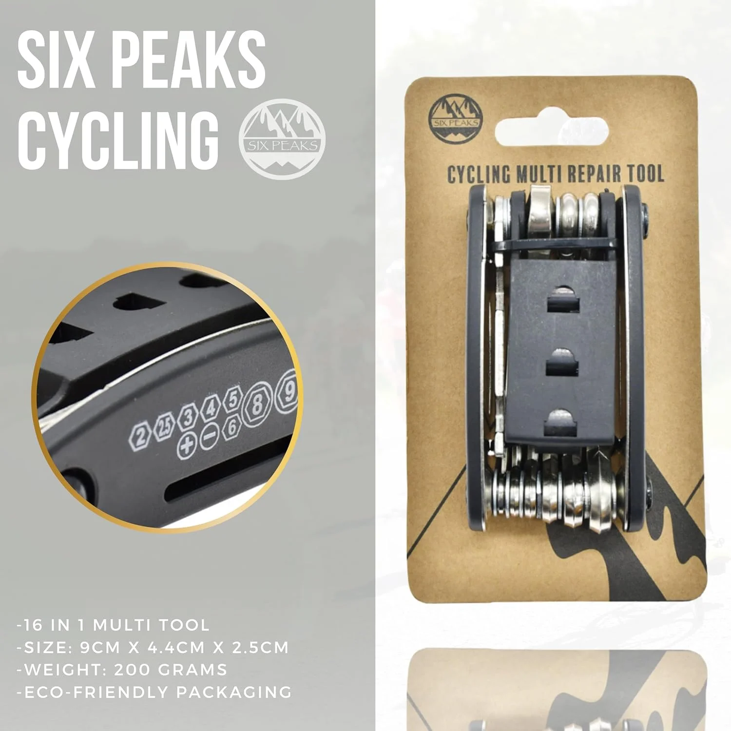 ابزار تعمیر چند منظوره دوچرخه سواری سیکس پیکس، جمع و جور، اندازه جیبی، کیت تعمیر و نگهداری دوچرخه 16 در 1 با آچار، آچار آلن، پیچ گوشتی، بادوام، قابل حمل و ضروری برای دوچرخه سواران