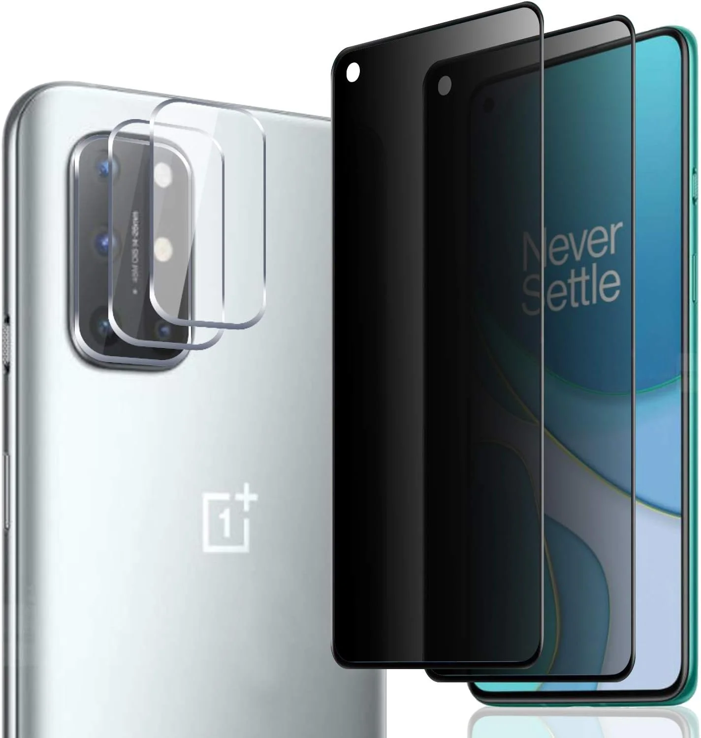محافظ لنز دوربین Anbel Design Anbzsign [بسته 3 عددی] و محافظ صفحه نمایش حریم خصوصی [بسته 2 عددی] برای OnePlus 8T / 8T 5G (2020)، [پوشش کامل] شیشه حرارت دیده سخت 9H ضد جاسوسی