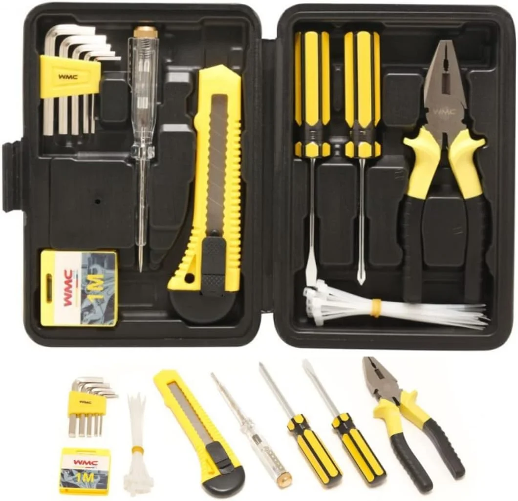 جعبه ابزار چند منظوره WMC TOOLS مناسب منزل، شامل 33 قطعه ابزار کاربردی در جعبه پلاستیکی