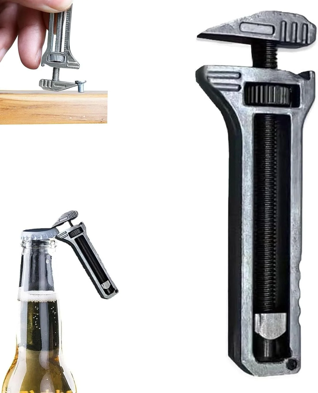 ابزار چندکاره تیتانیومی جمع و جور - ابزار کوچک و همه کاره با آچار قابل تنظیم، درب بازکن بطری و کولیس برای استفاده روزمره، کمپینگ، پیاده روی و تعمیرات