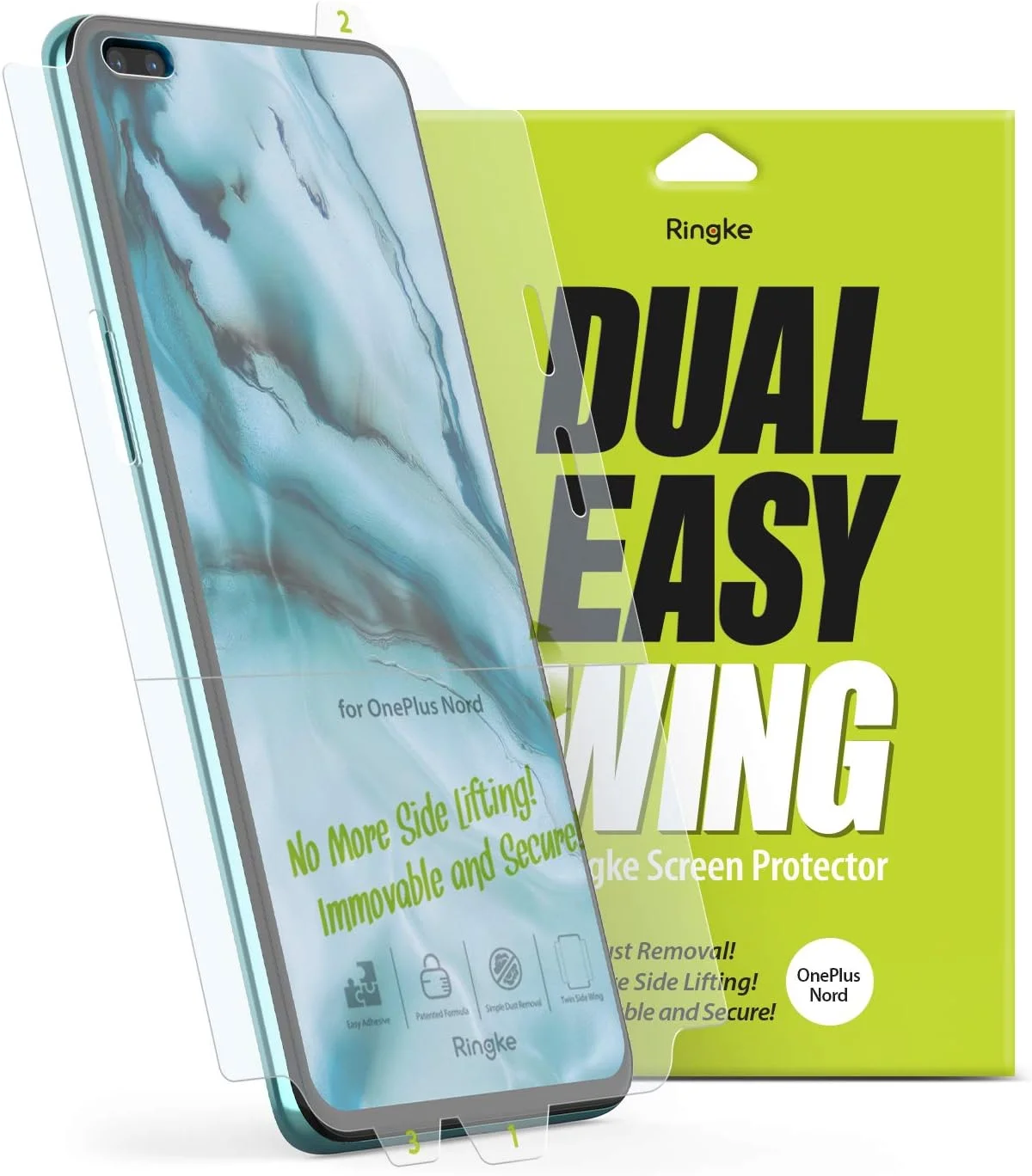 محافظ صفحه نمایش Ringke Dual Easy Wing سازگار با OnePlus Nord - بسته 2 عددی