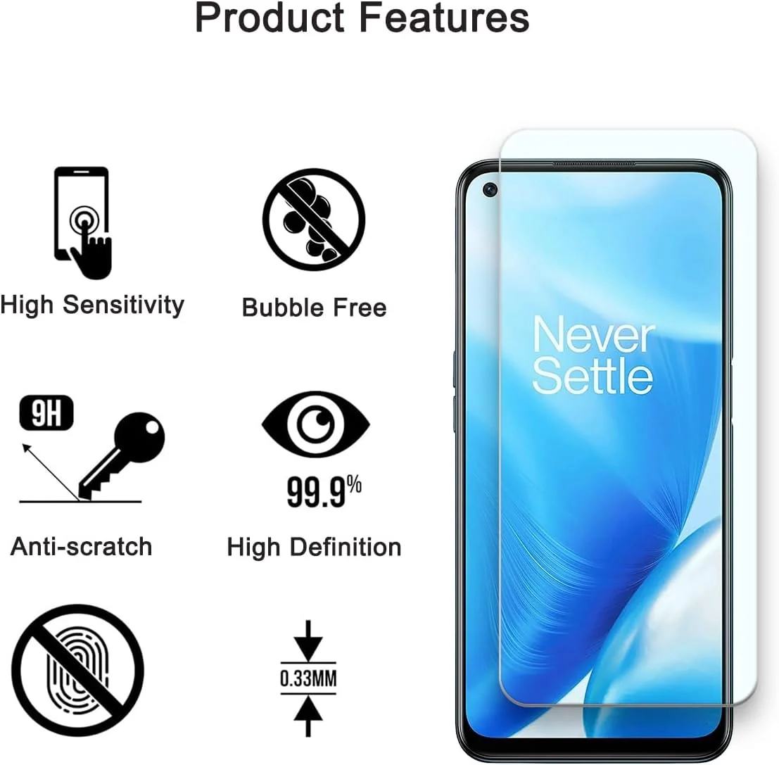محافظ صفحه نمایش HYGMOCC برای OnePlus Nord N200، فیلم محافظ شیشه ای سخت شده HD، سختی 9H، نصب آسان و بدون حباب و ضد خش (1 عدد)