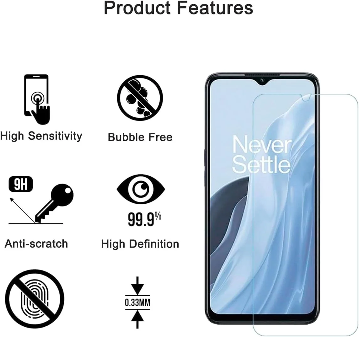 محافظ صفحه نمایش HYGMOCC برای OnePlus Nord N300 5G [مناسب برای Nord N30 نیست] فیلم محافظ شیشه ای سخت شده HD با سختی 9H نصب آسان بدون حباب و ضد خش (1 عدد)