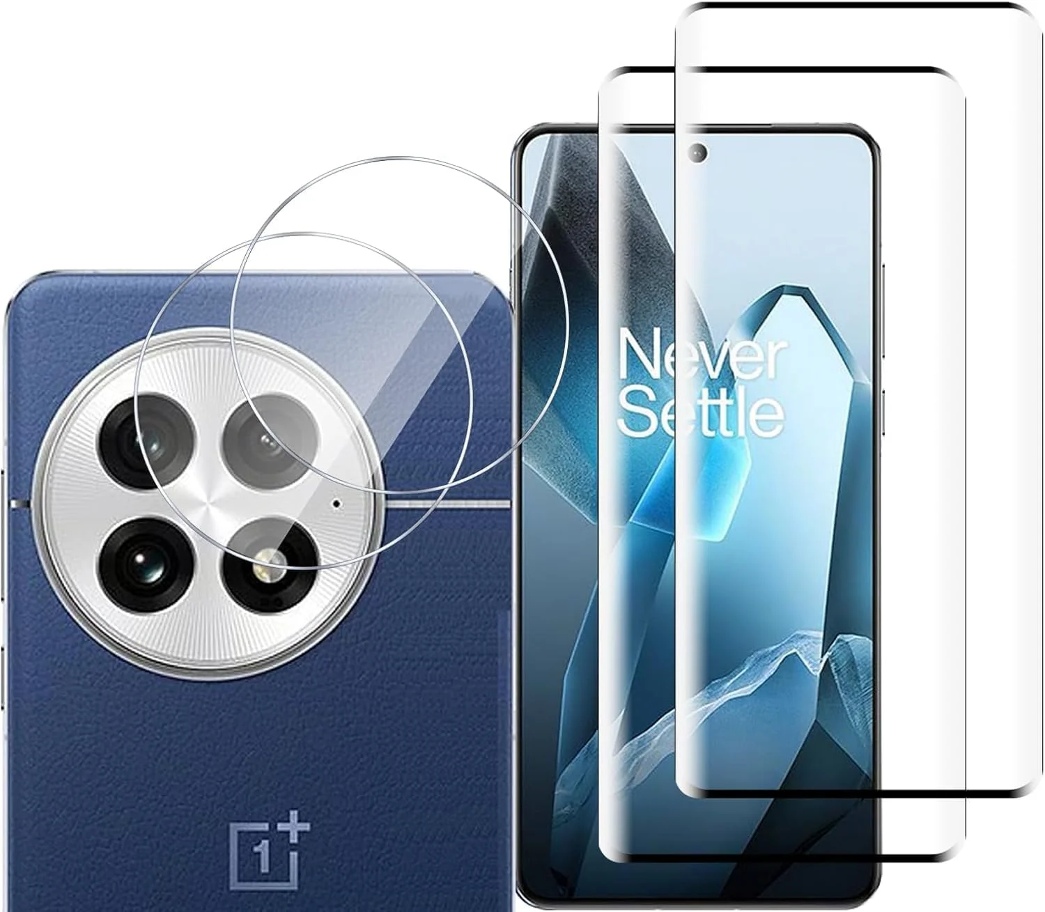 محافظ صفحه نمایش و محافظ لنز دوربین Gruattreay [بسته 2+2 عددی] سازگار با OnePlus 13 5G، شیشه حرارت دیده HD، [پشتیبانی از باز کردن قفل اثر انگشت] سختی 9H ضد خش و بدون حباب