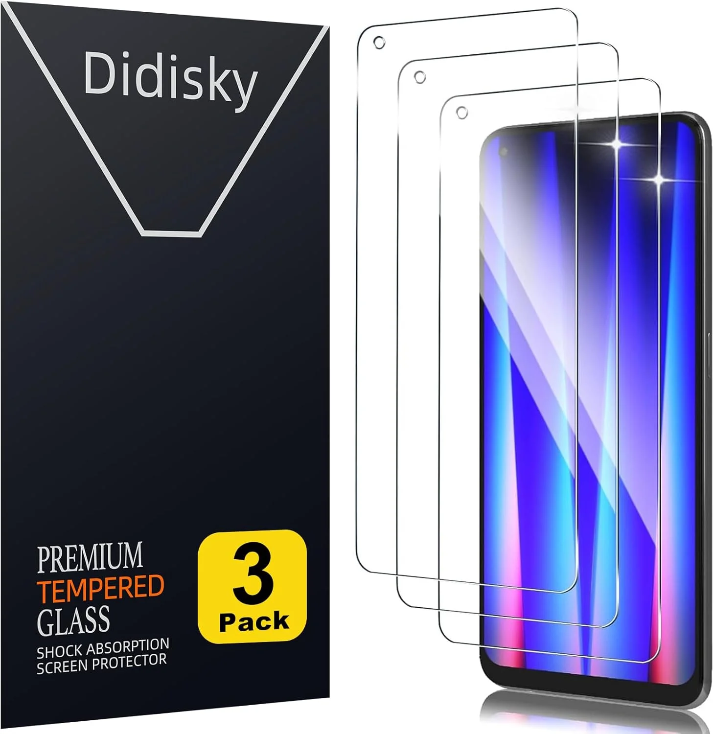 محافظ صفحه نمایش شیشه ای حرارت دیده Didisky بسته 3 عددی برای گوشی Oneplus Nord CE 2 5G، مقاوم در برابر خراش، سختی 9H، بدون حباب، محافظ صفحه نمایش با وضوح بالا، استفاده آسان