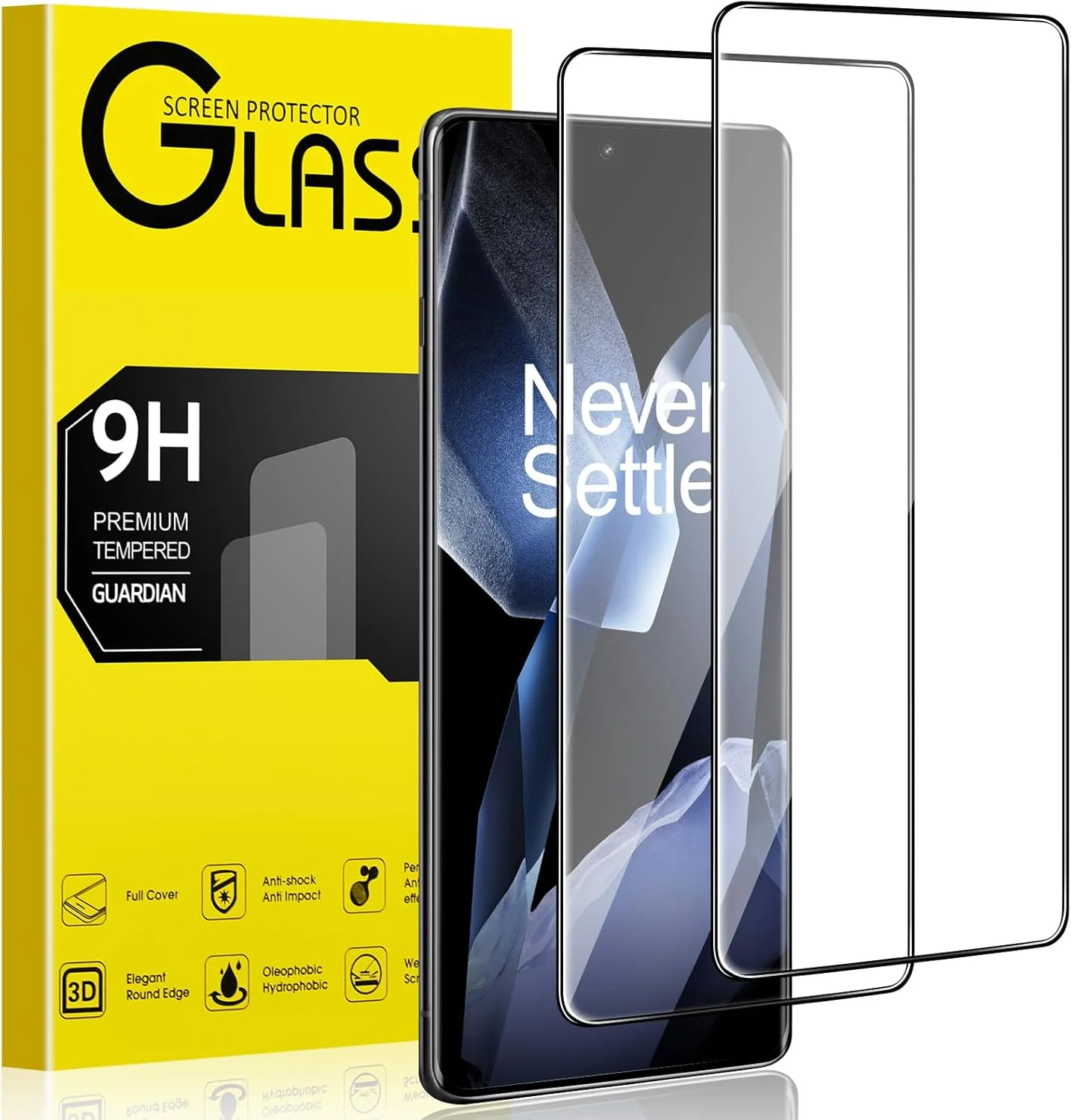 محافظ صفحه نمایش شیشه ای ایمرهوک 2 عددی برای وان پلاس 13R، سختی 9H، مقاوم در برابر خراش، بدون حباب، محافظ صفحه نمایش شیشه ای حرارت دیده برای وان پلاس 13R 5G