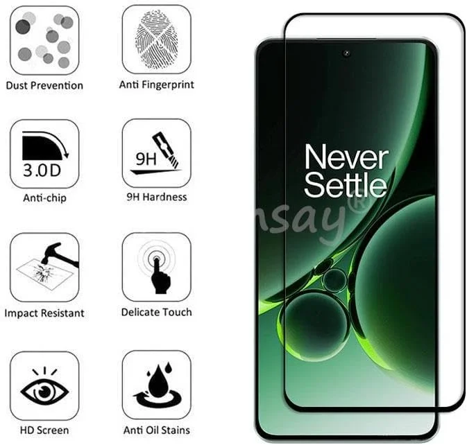 محافظ صفحه نمایش شیشه ای حرارت دیده Gruattreay سازگار با Oneplus Nord 3 5G، لبه مشکی، شفاف، ضد خش، فیلم محافظ جلویی (2 عدد) محافظ صفحه نمایش شیشه ای حرارت دیده Gruattreay سازگار با Oneplus Nord 3 5G، لبه مشکی، شفاف، ضد خش، فیلم محافظ جلویی (2 عدد)