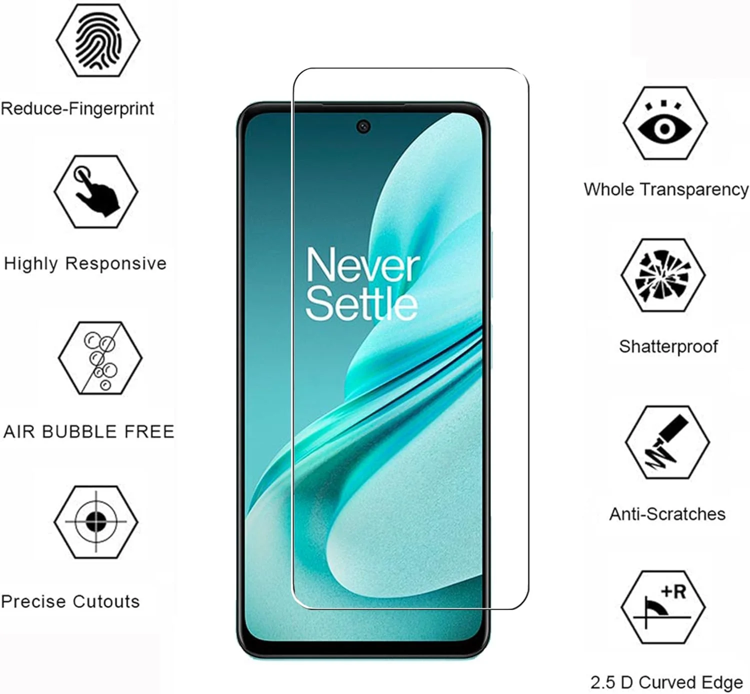 WRTBS [بسته 3 عددی] محافظ صفحه نمایش شیشه ای حرارت دیده برای OnePlus Nord N30 SE، سختی 9H، وضوح بالا، ضد خش، بدون حباب، ضد اثر انگشت