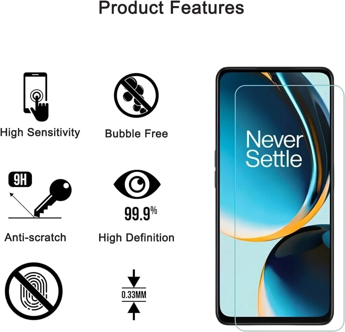 محافظ صفحه نمایش HYGMOCC برای OnePlus Nord N30 5G، فیلم محافظ شیشه ای حرارت دیده، وضوح HD، سختی 9H، نصب آسان، ضد خش، بدون حباب (1 عدد)