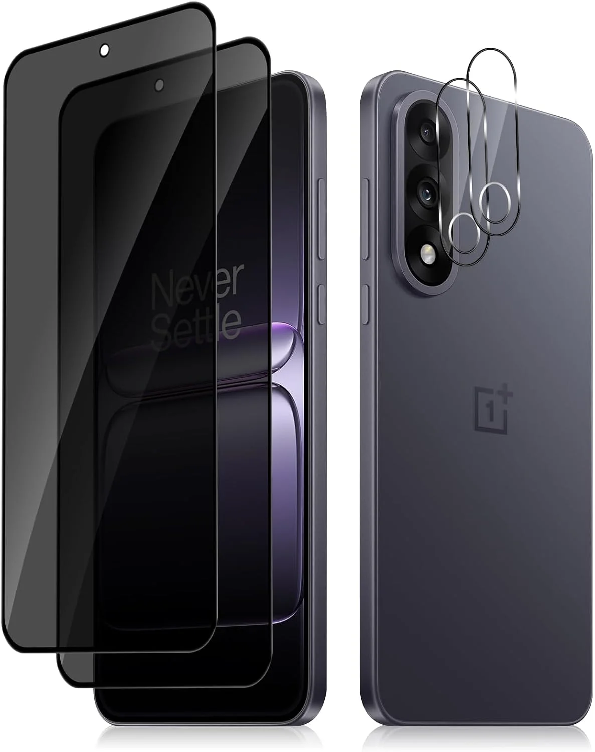 محافظ صفحه نمایش حریم خصوصی MokaZii سازگار با OnePlus Nord 5 5G، بسته 2 عددی + 2 عدد محافظ لنز دوربین شیشه ای ضد جاسوسی، سختی 9H، ضد خش