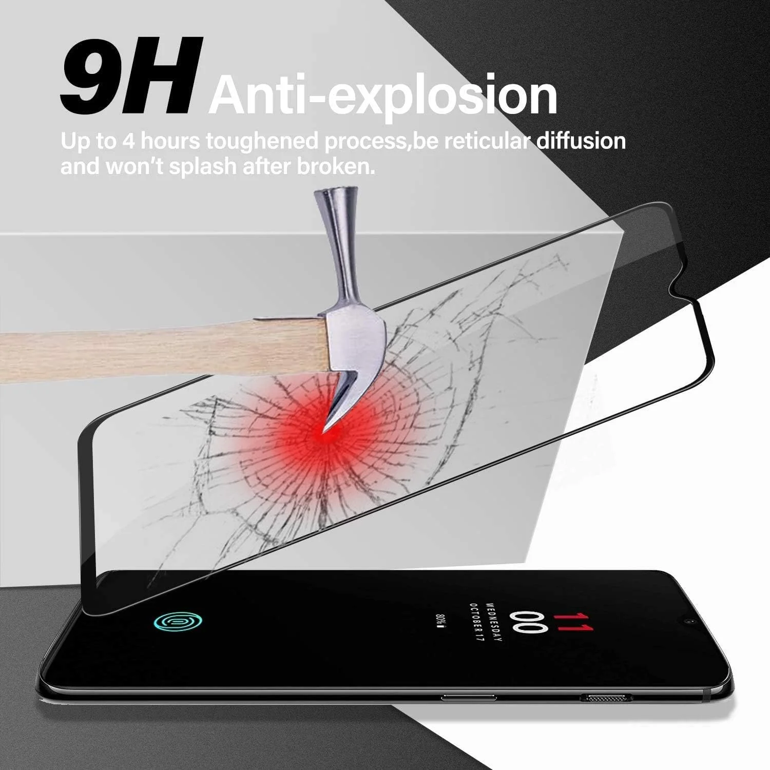 محافظ صفحه نمایش شیشه ای حرارت دیده خمیده سه بعدی Muzz One Plus 6T، پوشش کامل، مقاوم در برابر خراش، لمس پنج بعدی برای 1+6T