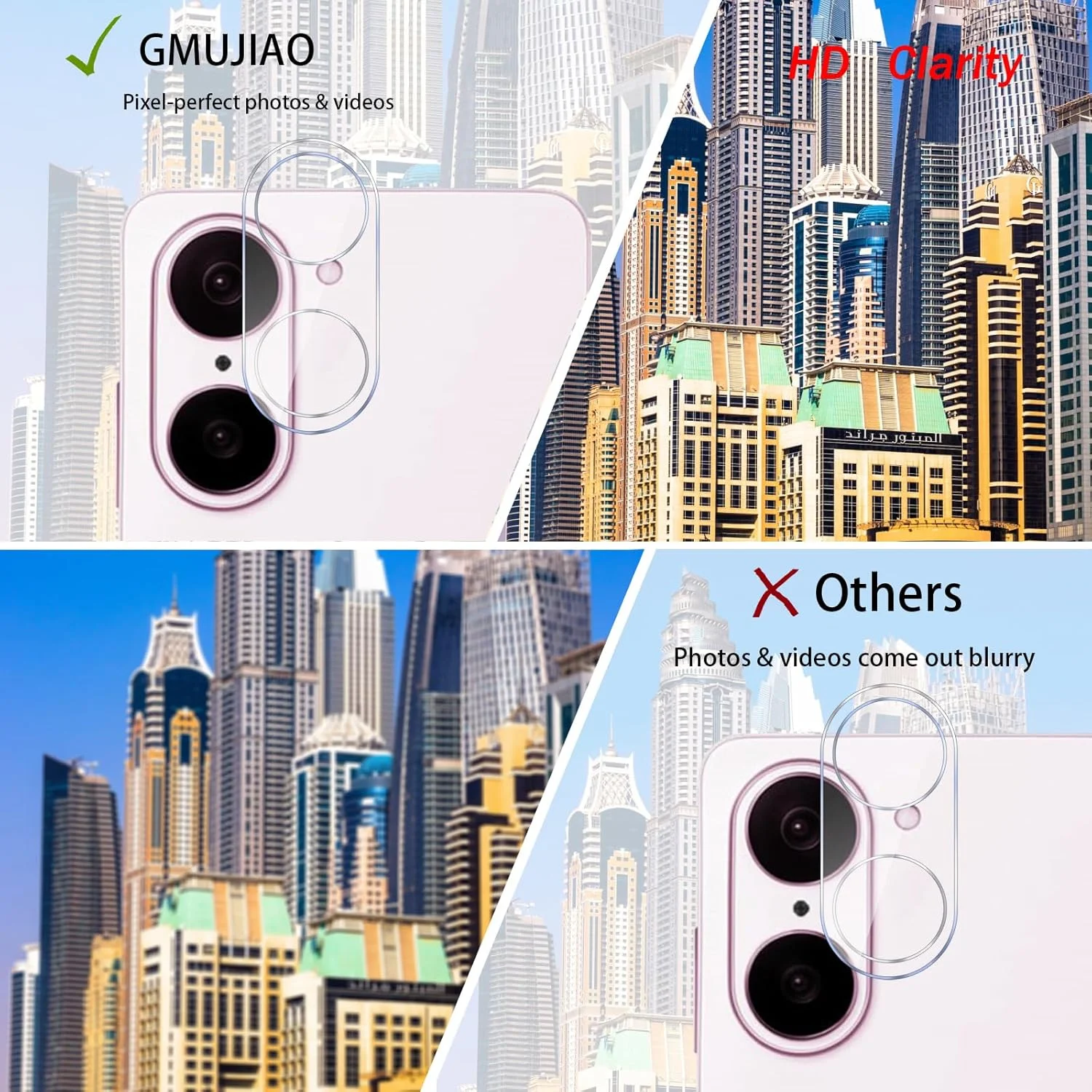 MGUEIAO [بسته 2+2 سازگار با OnePlus Nord 5 شامل محافظ صفحه نمایش شیشه ای حرارت دیده و محافظ لنز دوربین، فیلم شیشه ای حرارت دیده تمام صفحه HD [ضد خرد شدن]