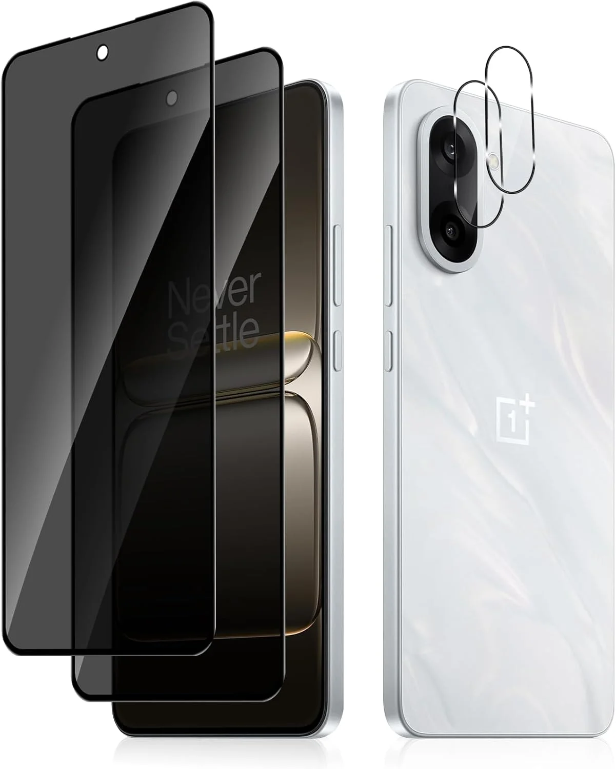 محافظ صفحه نمایش حریم خصوصی MokaZii سازگار با OnePlus Nord CE5، بسته 2 عددی + 2 عدد فیلم شیشه ای ضد جاسوسی + محافظ دوربین، سختی 9H ضد خش