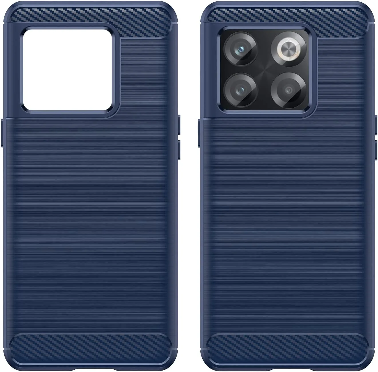 قاب محافظ گوشی QINOUK برای OnePlus Ace Pro، طراحی بافت برس خورده [ضد اثر انگشت]، قاب TPU نرم با محافظ صفحه نمایش شیشه ای حرارت دیده [2 عددی] سازگار با OnePlus Ace Pro - آبی