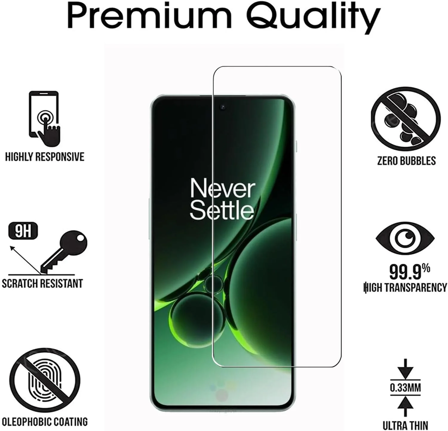 [بسته 3 عددی] محافظ صفحه نمایش شیشه ای حرارت دیده ZMONE برای OnePlus Nord 3 5G، سختی 9H، وضوح بالا، پوشش کامل، مقاوم در برابر خراش، بدون حباب، ضد اثر انگشت