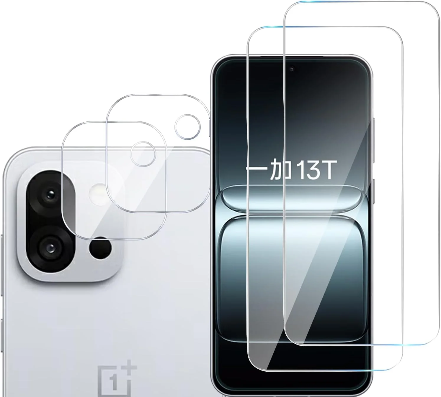 MGUEIAO [بسته 2 عددی + 2 سازگار با OnePlus 13T برای محافظ صفحه نمایش و فیلم محافظ لنز دوربین، محافظ صفحه نمایش HD [سختی 9H]