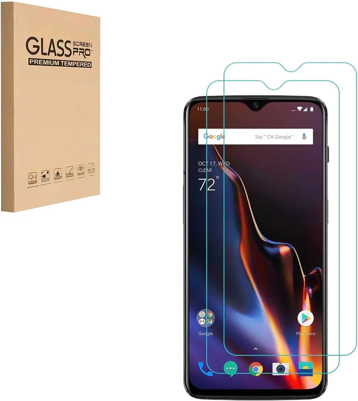 محافظ صفحه نمایش HYGMOCC برای OnePlus 6T (6.4 اینچ) شیشه حرارت دیده HD سختی 9H نصب آسان بدون خش و حباب (بسته 2 عددی)