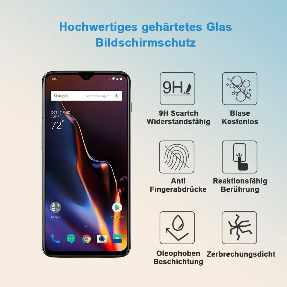 محافظ صفحه نمایش HYGMOCC برای OnePlus 6T (6.4 اینچ) شیشه حرارت دیده HD سختی 9H نصب آسان بدون خش و حباب (بسته 2 عددی)