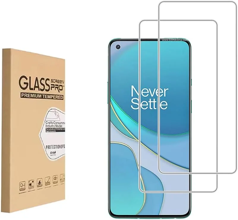 Shunwige Tempered Glass Screen Protector, Designed for OnePlus 8T, Tempered Glass, Scratch-Resistant, Cover Only Display Area, Pack of 2