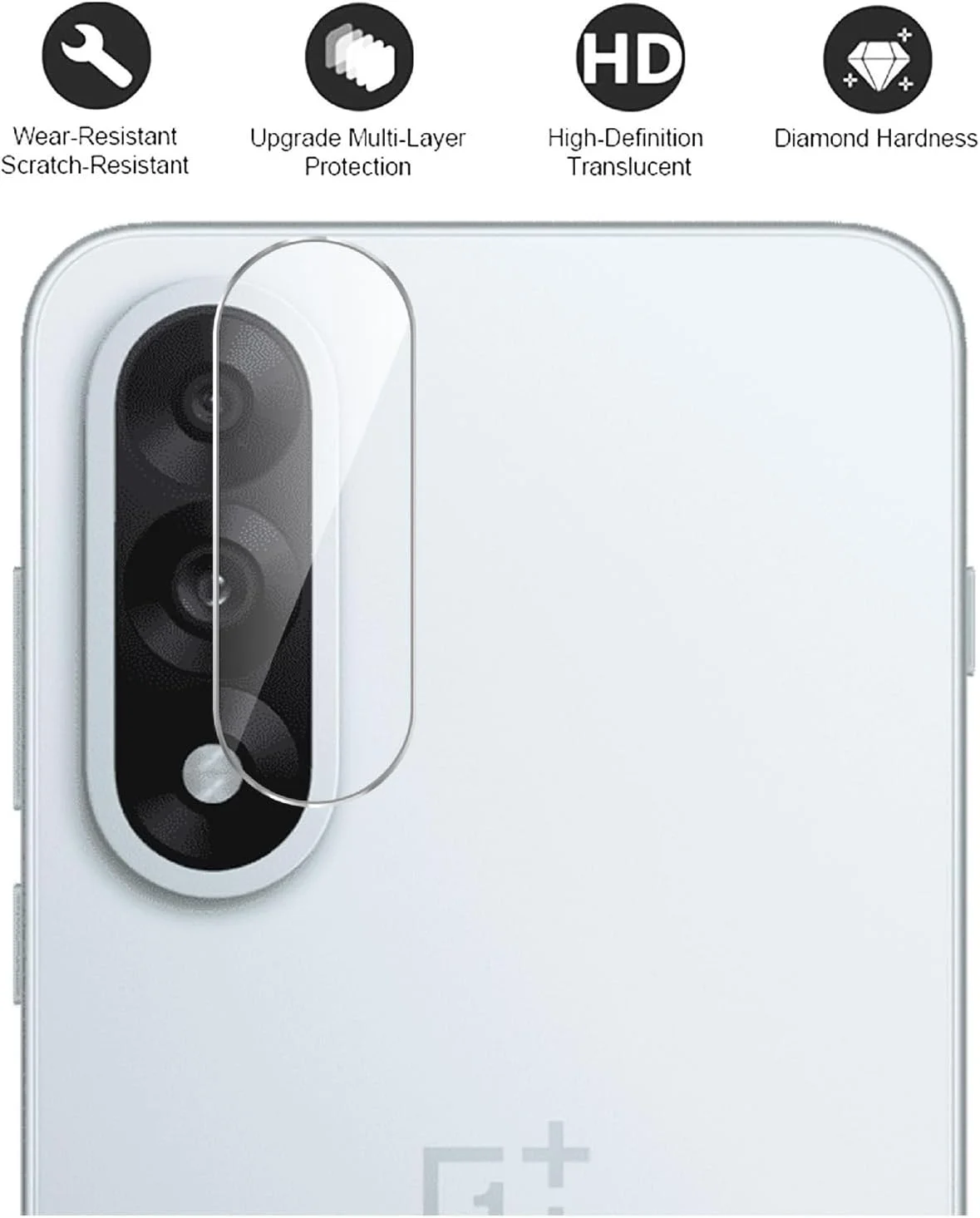 محافظ لنز دوربین فوق العاده نازک GIOPUEY بسته 4 عددی سازگار با OnePlus North 5، محافظ صفحه شیشه ای HD دوربین [ضد خش]