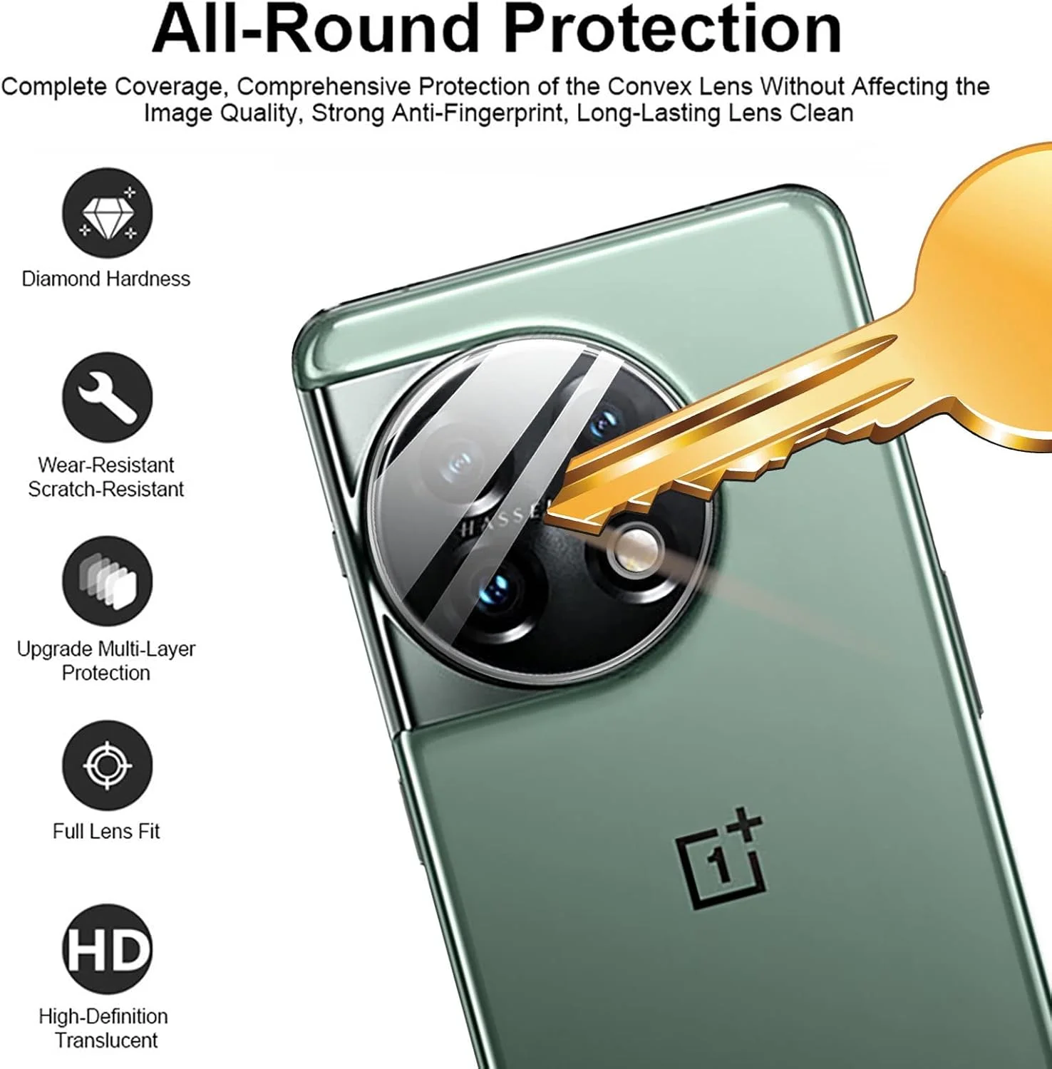 محافظ صفحه نمایش سازگار با OnePlus 11 5G، بسته 2 عددی محافظ صفحه نمایش نرم + بسته 2 عددی محافظ دوربین، 9H، بدون حباب، مقاوم در برابر خراش (A-شفاف)