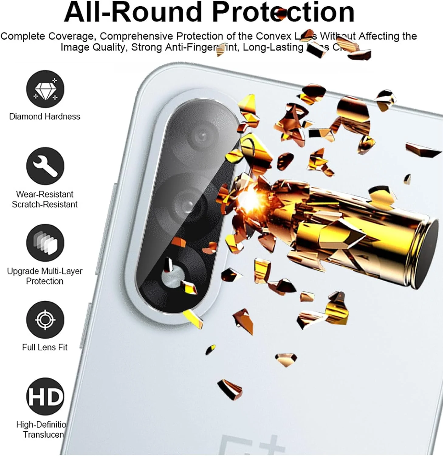 محافظ لنز دوربین فوق العاده نازک GIOPUEY بسته 4 عددی سازگار با OnePlus North 5، محافظ صفحه شیشه ای HD دوربین [ضد خش]