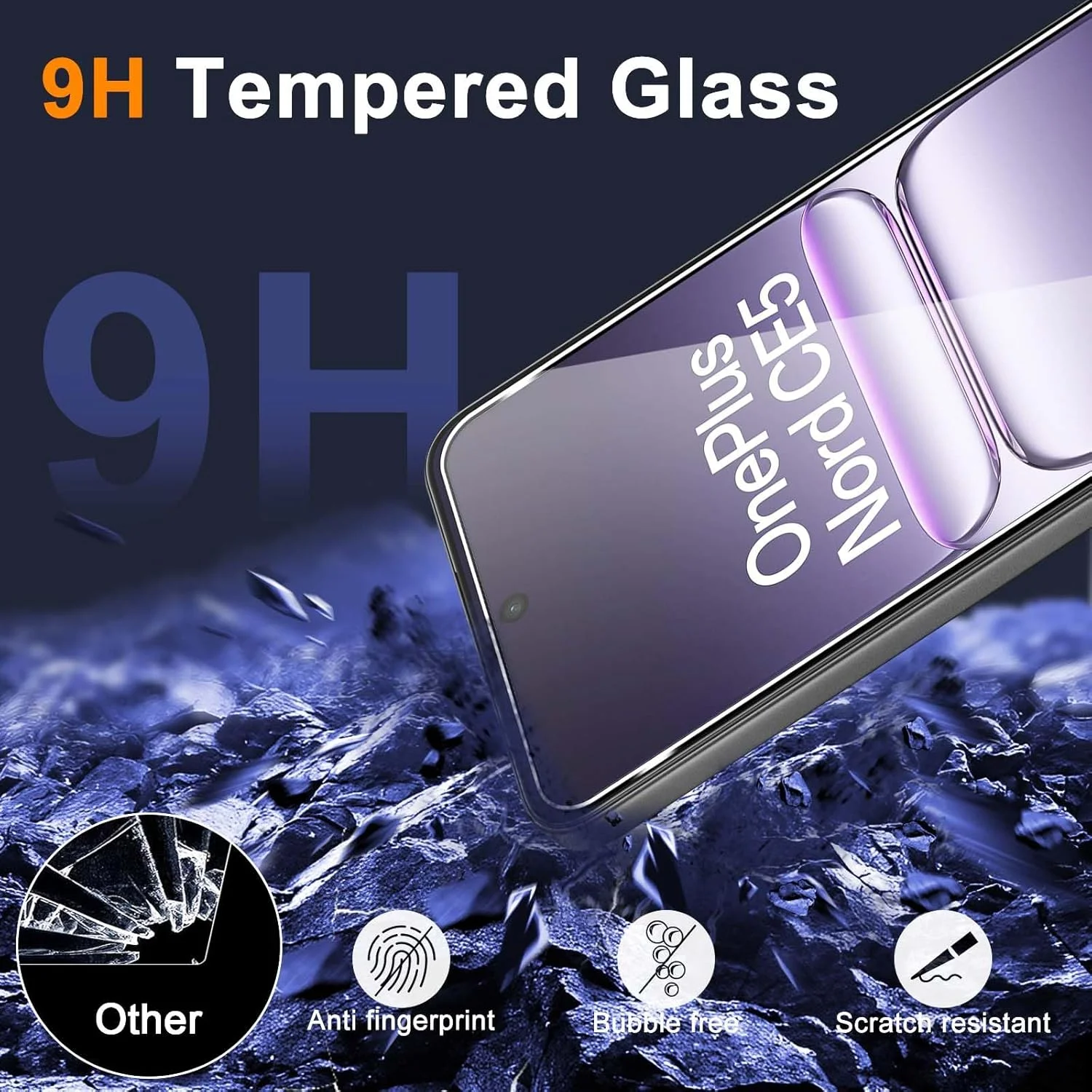 محافظ صفحه نمایش شیشه ای حرارتی GEEMEE برای OnePlus Nord CE5 و فیلم محافظ دوربین، 2 + 2 عدد شیشه حرارتی با سختی 9H محافظ صفحه نمایش با حساسیت بالا