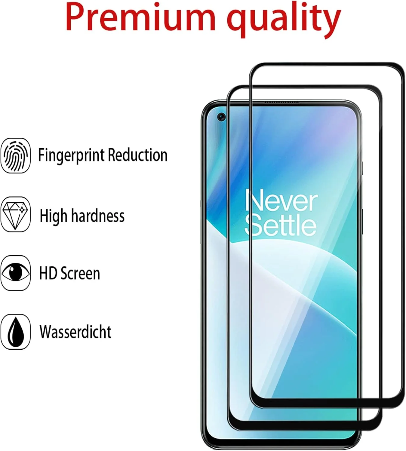 GMUJIAO [بسته 2+2 عددی] سازگار با OnePlus Nord 2T، محافظ صفحه نمایش شیشه ای حرارت دیده و محافظ لنز دوربین، فیلم شیشه ای حرارت دیده تمام صفحه HD [ضد خرد شدن] - مشکی