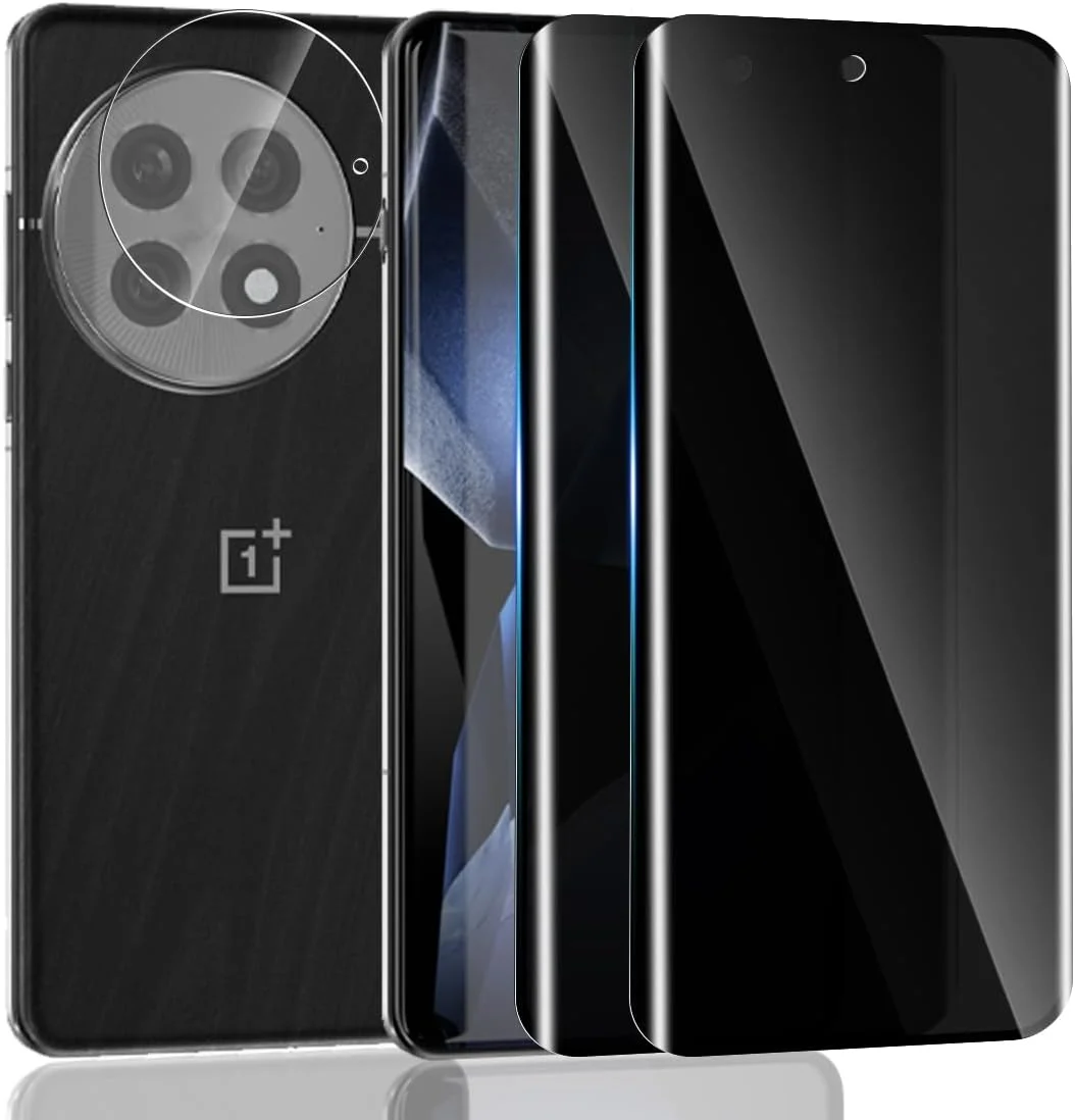 محافظ صفحه نمایش Yonntmmi برای OnePlus 13، محافظ صفحه حریم خصوصی شیشه ای حرارت دیده، بسته 2 عددی محافظ صفحه شیشه ای حرارت دیده ضد جاسوسی با 1 عدد شیشه محافظ دوربین، ضد جاسوسی، منحنی سه بعدی