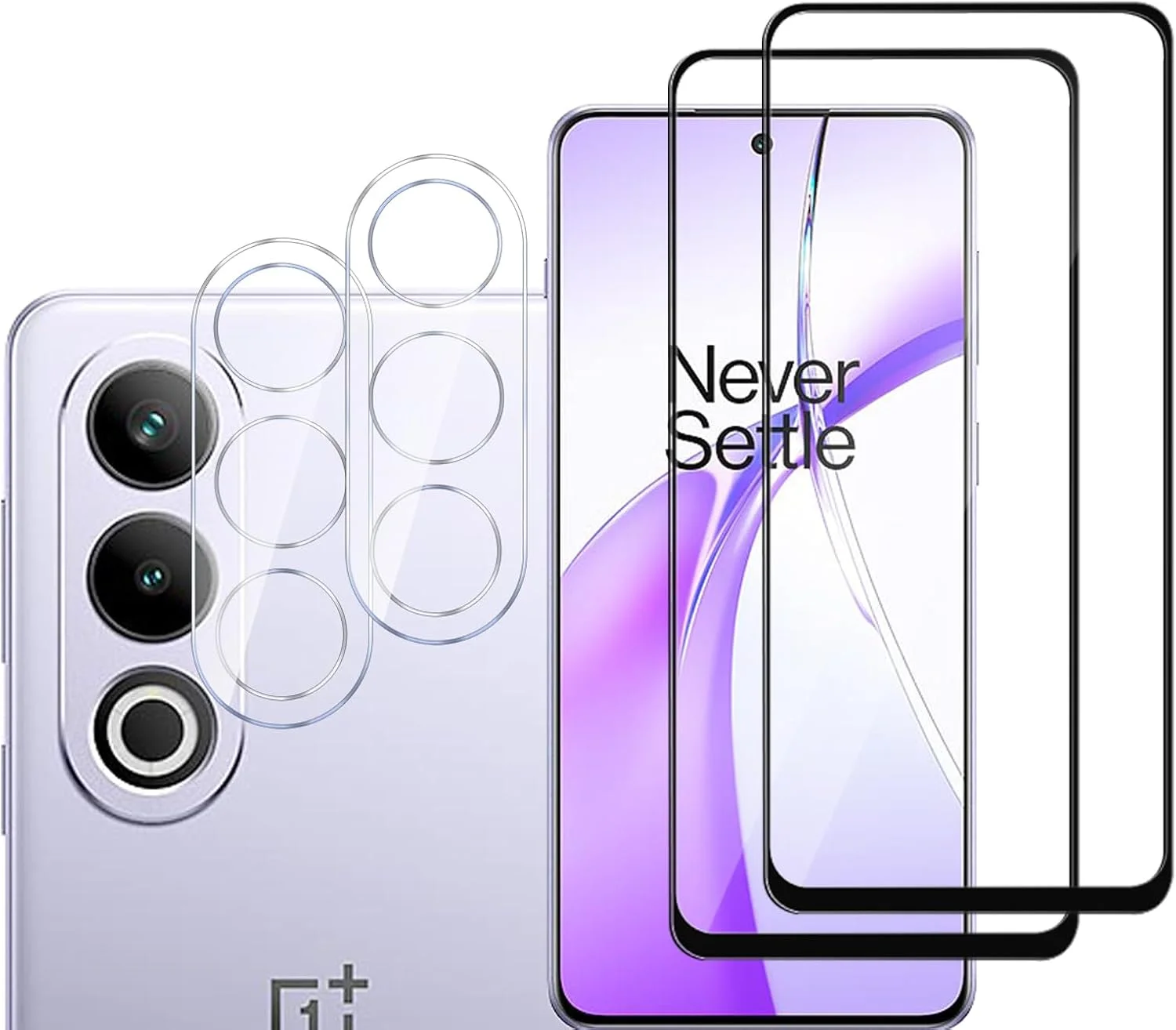 GMUJIAO [بسته 2+2 عددی] سازگار با OnePlus Nord 4 شامل محافظ صفحه نمایش شیشه ای حرارت دیده و محافظ لنز دوربین، فیلم شیشه ای حرارت دیده تمام صفحه HD [ضد خرد شدن] - مشکی