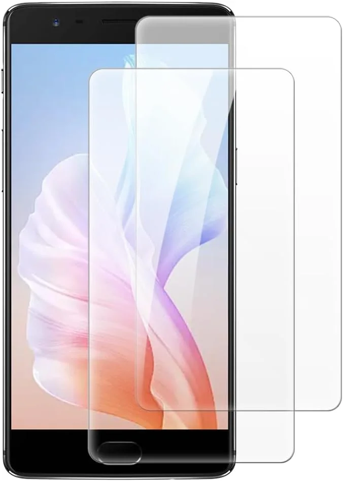 شاین تایم [بسته 2 عددی] محافظ صفحه نمایش شیشه ای حرارت دیده سازگار با وان پلاس 3T (5.5 اینچ)، HD شفاف ضد خش بدون حباب، سازگار با قاب