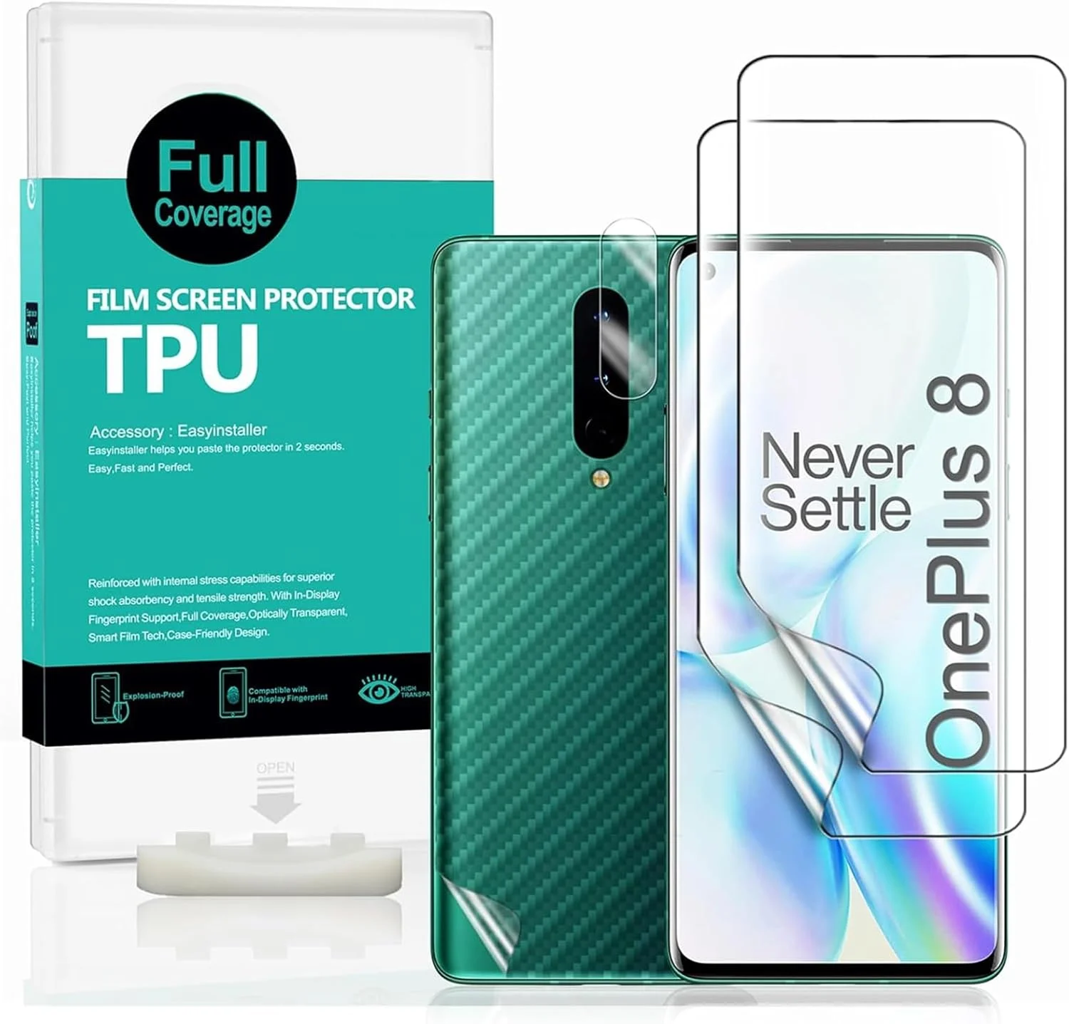 محافظ صفحه نمایش انعطاف پذیر TPU برای OnePlus 8 مدل IBYWIND، 2 عدد، به همراه 1 عدد محافظ لنز دوربین و 1 عدد محافظ پشت گوشی [نصب آسان]
