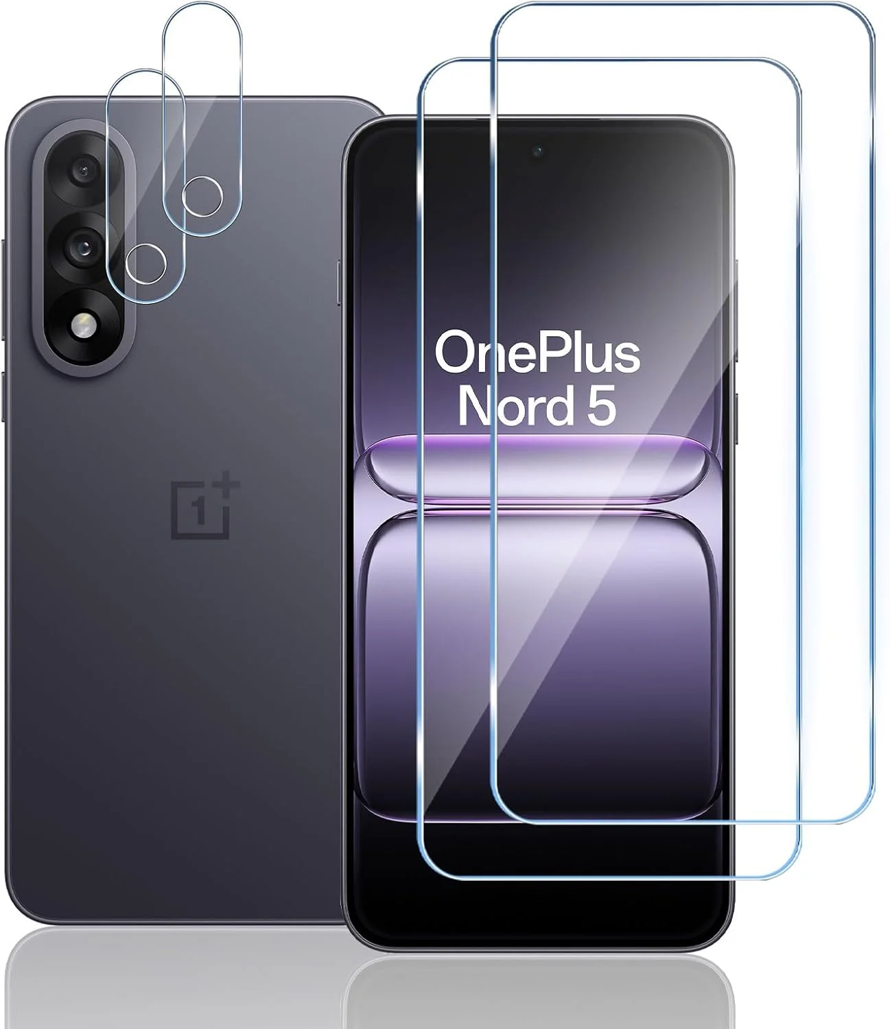محافظ صفحه نمایش شیشه ای حرارت دیده TUTUO بسته 2+2 سازگار با OnePlus Nord 5 5G + محافظ لنز دوربین، [ضد خش] [بدون حباب] شفاف HD سختی 9H فیلم شیشه ای حرارت دیده