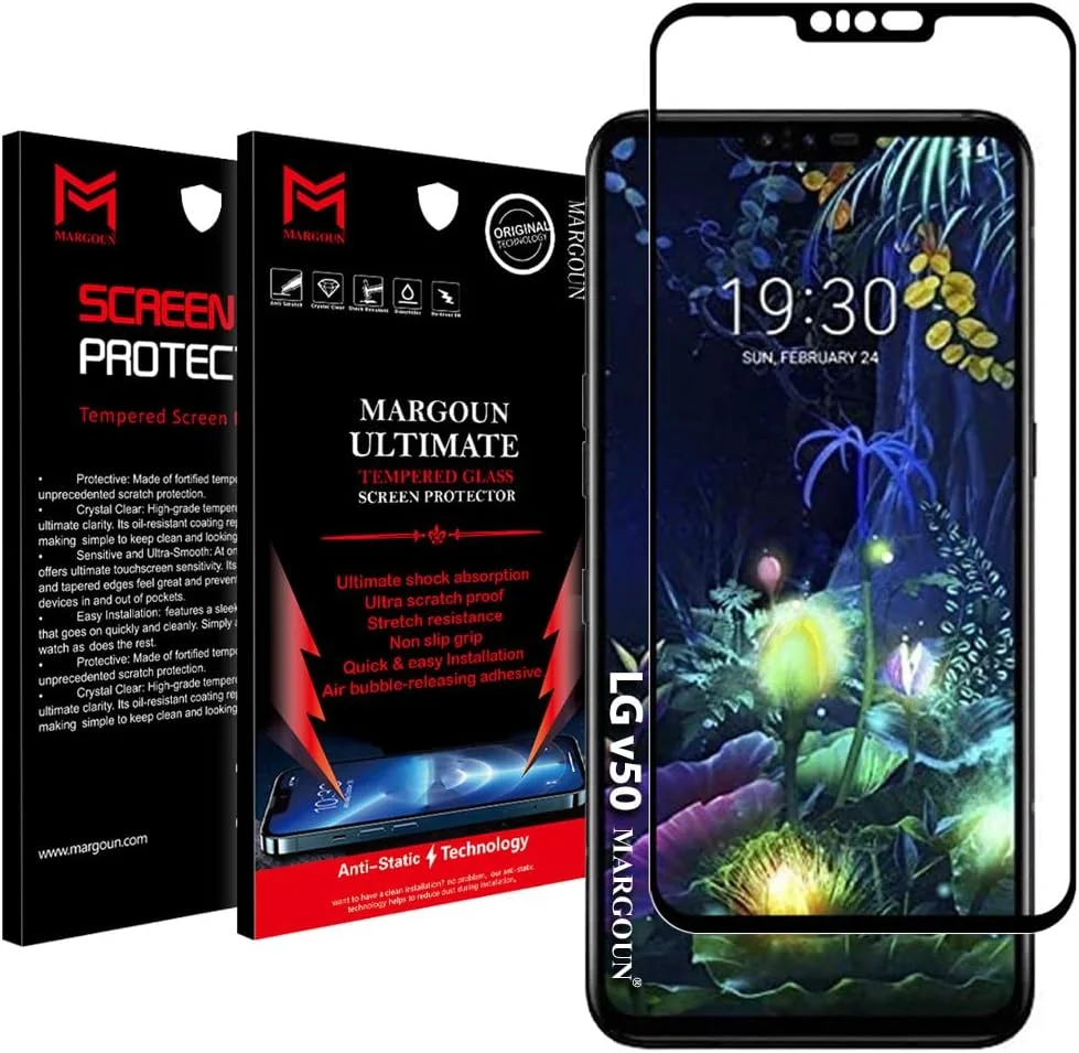 محافظ صفحه نمایش مارگون برای ال‌جی V50 ThinQ 5G، 6.40 اینچ 2021، پوشش کامل شیشه حرارت دیده پریمیوم، فیلم OnePlus Nord Core Edition 5G، نصب آسان، سازگار با قاب، بدون حباب