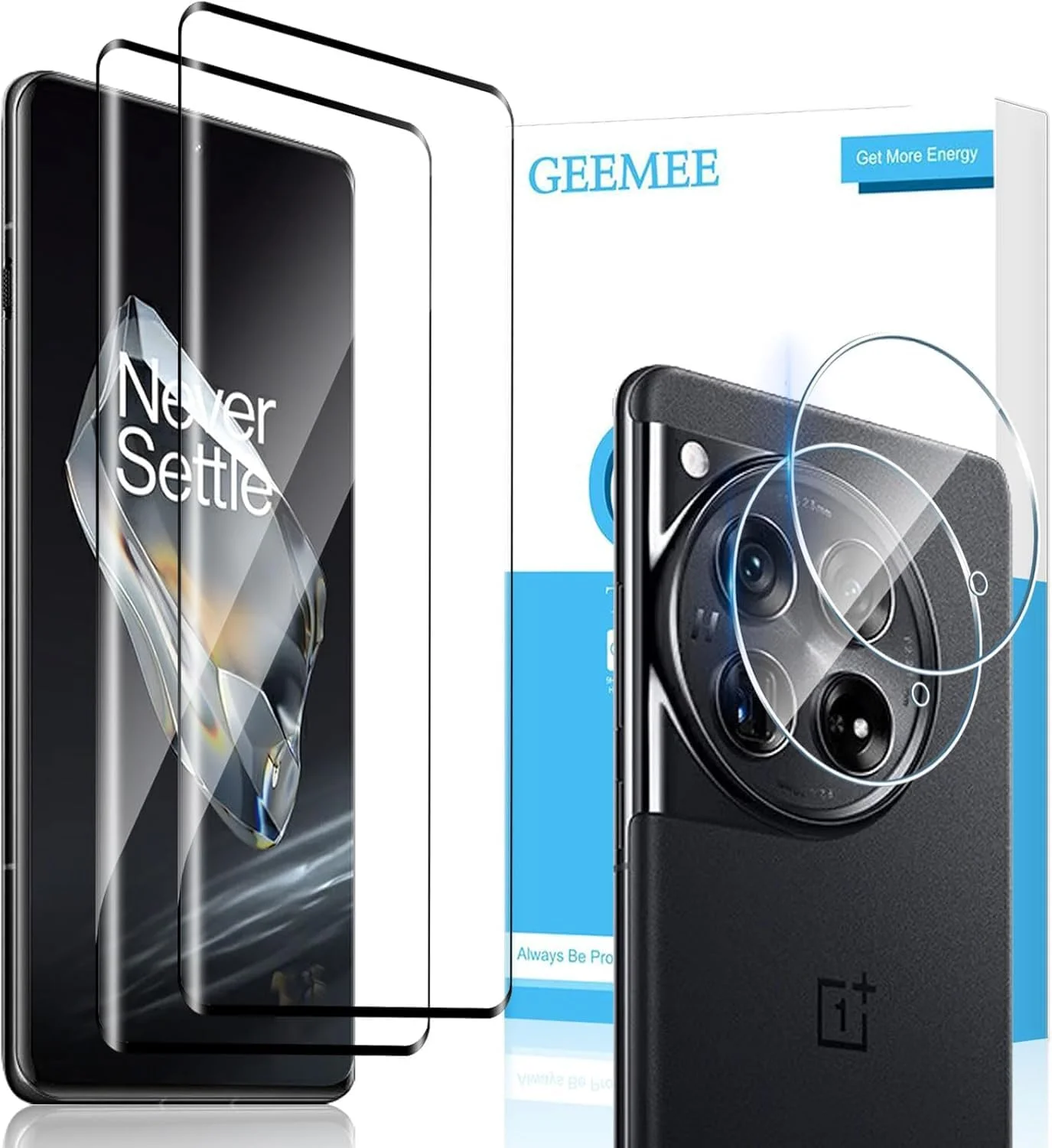 محافظ صفحه نمایش شیشه ای حرارت دیده GEEMEE برای OnePlus 12 و فیلم محافظ دوربین، 2 + 2 تکه شیشه حرارت دیده با سختی 9H و حساسیت بالا