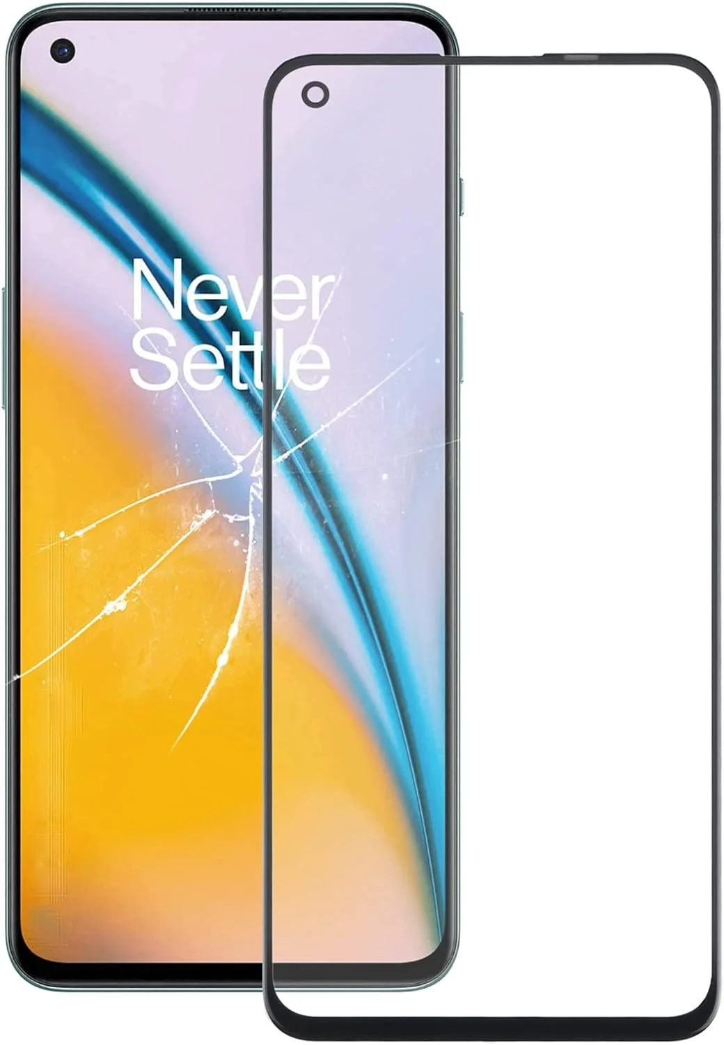 شیشه لنز بیرونی صفحه نمایش جلویی برای OnePlus Nord 2 5G DN2101 DN2103 (مشکی)