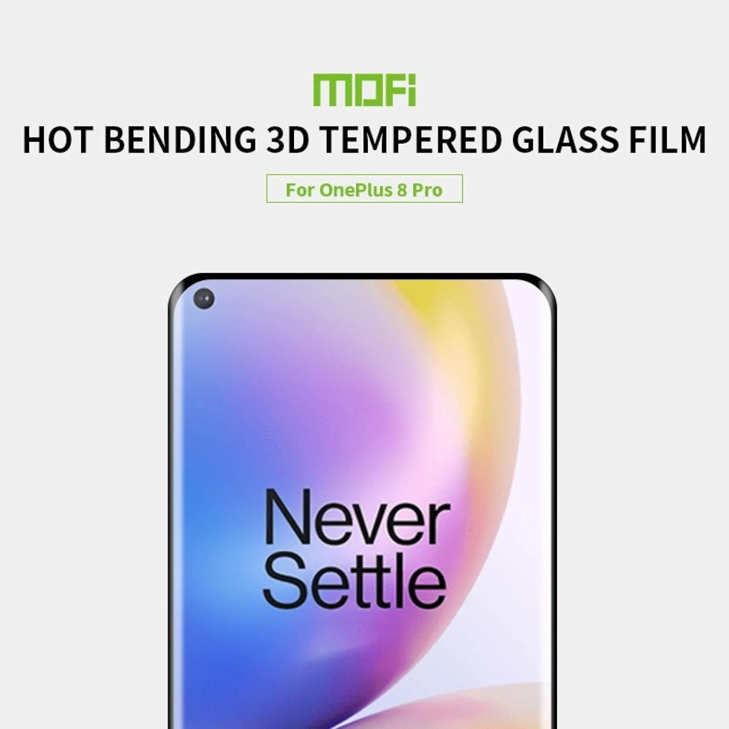 محافظ صفحه نمایش گوشی هوشمند CHENCHUAN برای OnePlus 8 Pro، شیشه حرارتی خمیده سه بعدی با پوشش کامل صفحه نمایش، مقاوم در برابر انفجار (مشکی)، فیلم شیشه ای حرارتی (رنگ: مشکی)