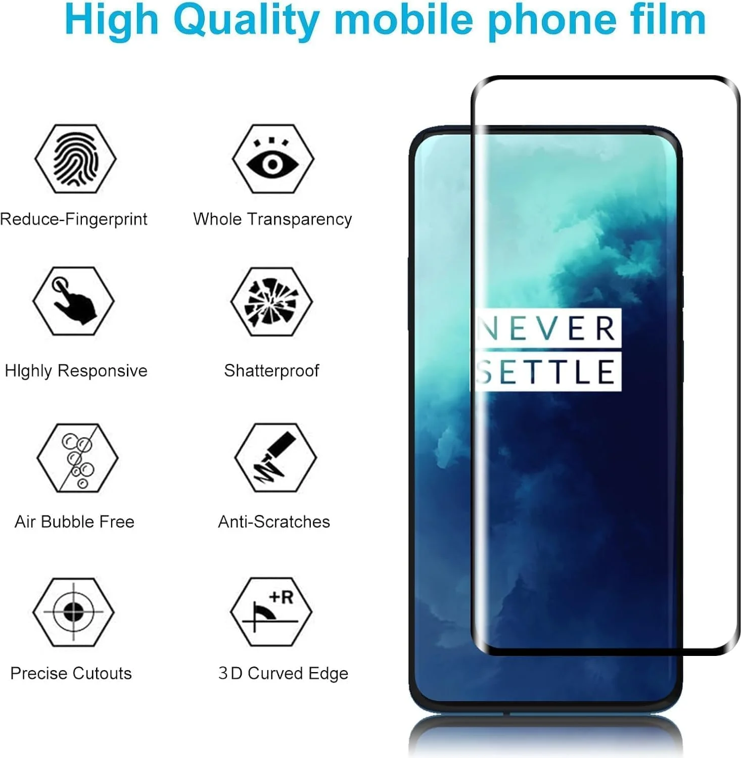 محافظ صفحه نمایش شیشه ای دیدیسکی بسته 3 عددی برای وان پلاس 7T پرو/وان پلاس 7 پرو، محافظ صفحه نمایش شیشه ای حرارت دیده HD، درجه سختی 9H، نصب آسان، مقاوم در برابر خراش، HD