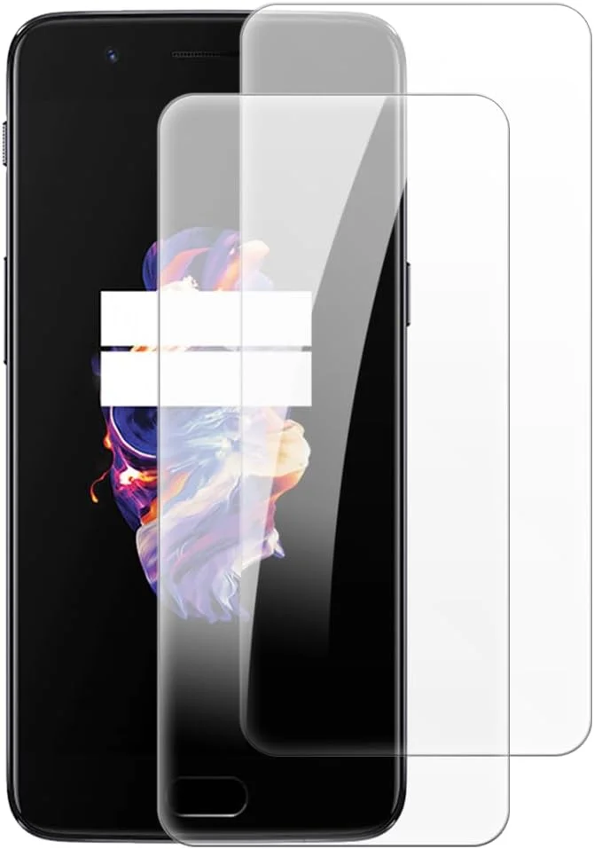 شاین تایم [بسته 2 عددی] محافظ صفحه نمایش شیشه ای حرارت دیده سازگار با وان پلاس 5 (5.5 اینچ)، HD شفاف ضد خش بدون حباب، سازگار با قاب