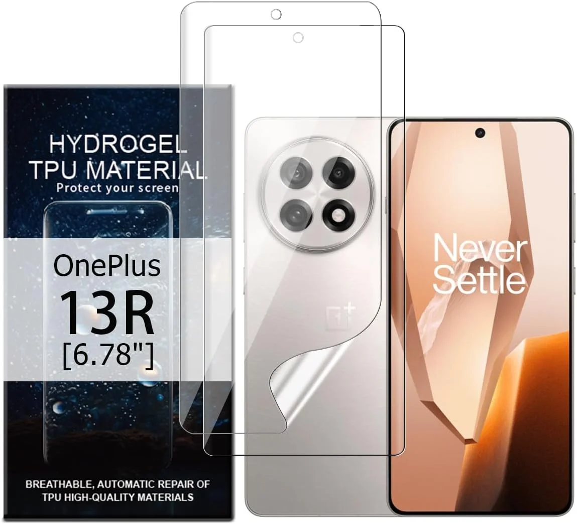 محافظ صفحه نمایش Glcrrpu بسته 2 عددی برای OnePlus 13R [6.78"] فیلم TPU هیدروژل حساس با وضوح بالا، شفاف و انعطاف پذیر، خود ترمیم شونده [غیر شیشه حرارت دیده]