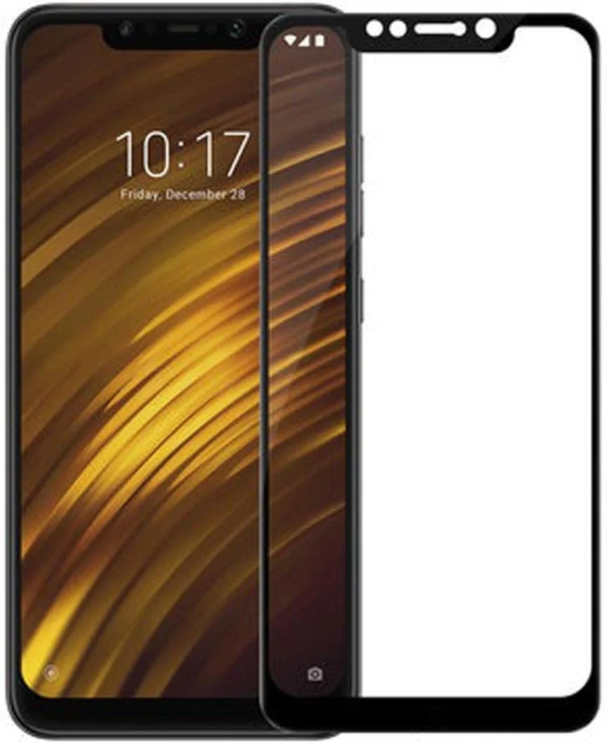 محافظ صفحه نمایش شیشه ای حرارت دیده شیائومی پوکوفون F1 با پوشش کامل سه بعدی و فریم مشکی