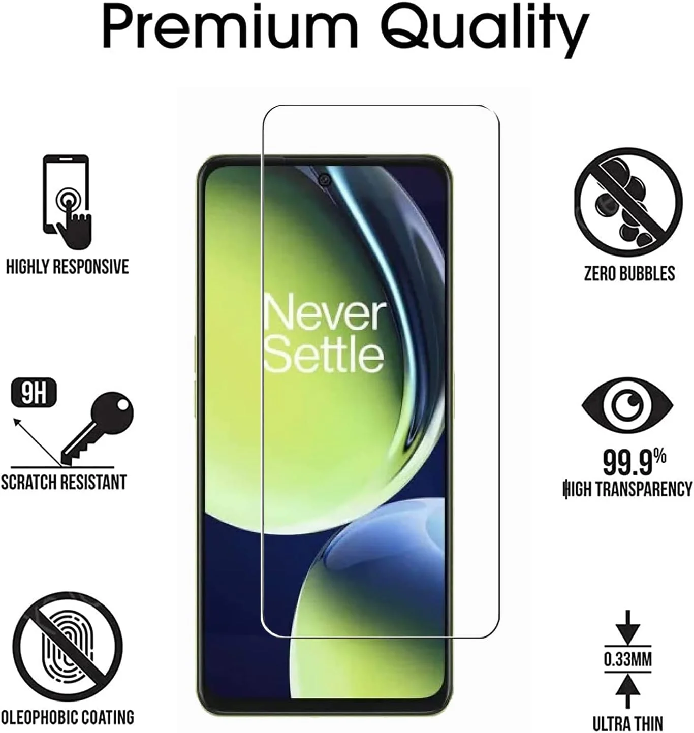 [بسته 3 عددی] محافظ صفحه نمایش شیشه ای حرارت دیده ZMONE برای OnePlus Nord CE 3 lite 5G، وضوح بالا، مقاوم در برابر خش، بدون حباب و ضد اثر انگشت