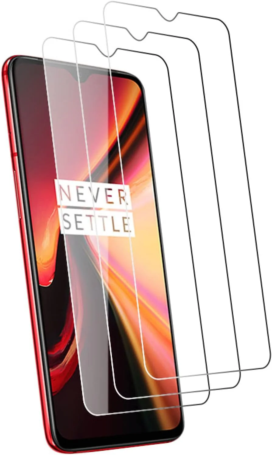 محافظ صفحه نمایش شیشه ای Woowin بسته 3 عددی، برای گوشی های Oneplus 8T 7T 6T 5T 7 6 5، محافظ صفحه نمایش شیشه ای حرارت دیده