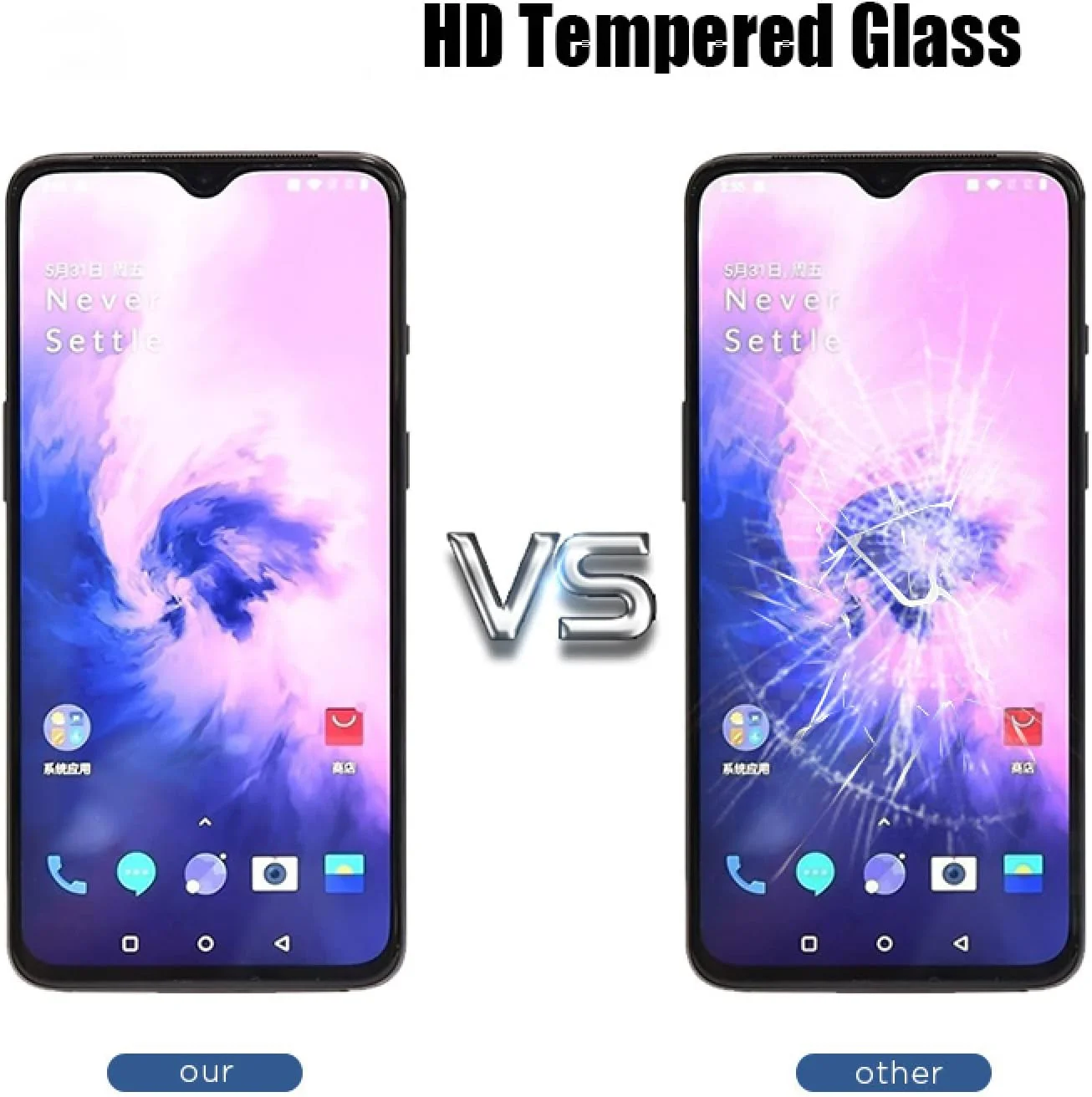 محافظ صفحه نمایش شیشه ای Woowin بسته 3 عددی، برای گوشی های Oneplus 8T 7T 6T 5T 7 6 5، محافظ صفحه نمایش شیشه ای حرارت دیده